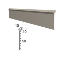 Stěnová lišta vyhnutá z poplastovaného plechu pro PVC-P, r.š. 70 mm - 2 m