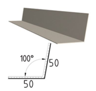 Koutová lišta z poplastovaného plechu pro navaření PVC-P 50x50 r.š. 100 mm - 2 m
