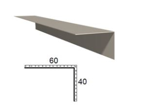 Rohová lišta z poplastovaného plechu pro PVC-P, 40x60 r.š. 100 mm - 2 m